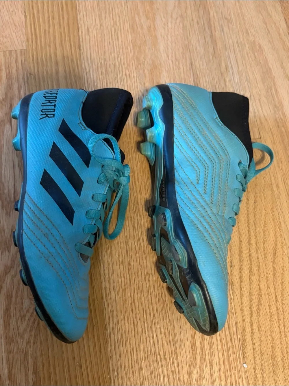 Adidas Predator Sock Football Boots Turquoise Aqua Sz 2 Cleats Soccer Kids